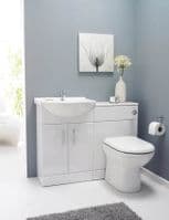 White Gloss 1050mm Bathroom Vanity WC Unit Furniture inc BTW Toilet